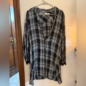 LOFT Black and White Plaid Mini Dress